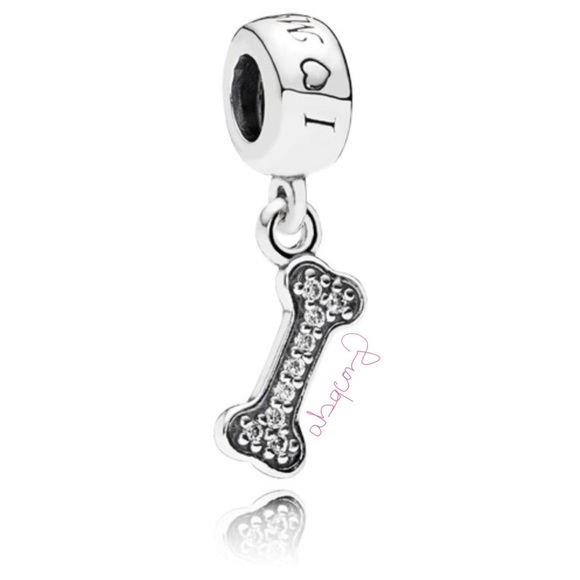 EUC Pandora 791263CZ Sterling Silver I Love My Dog Animal Dangle Charm w/ CZs - Picture 1 of 12